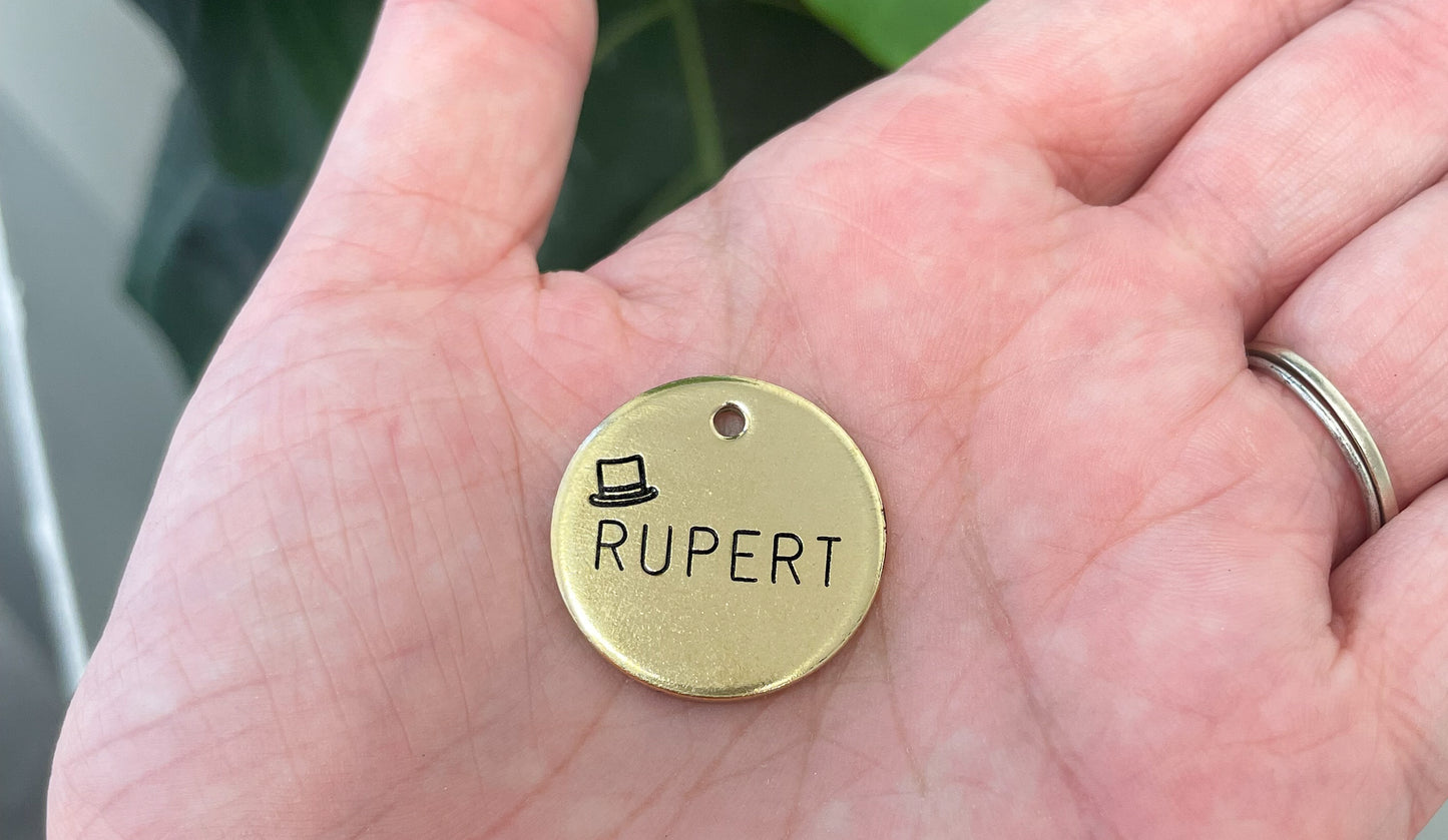 Personalized Dog Tag - Top Hat Design Engraved Dog Tag - Top Hat Tag - Cat ID Tag - Dog Collar Tag - Custom Dog Tag - Personalized Tag - Pet ID Tag - Pet Name Tag