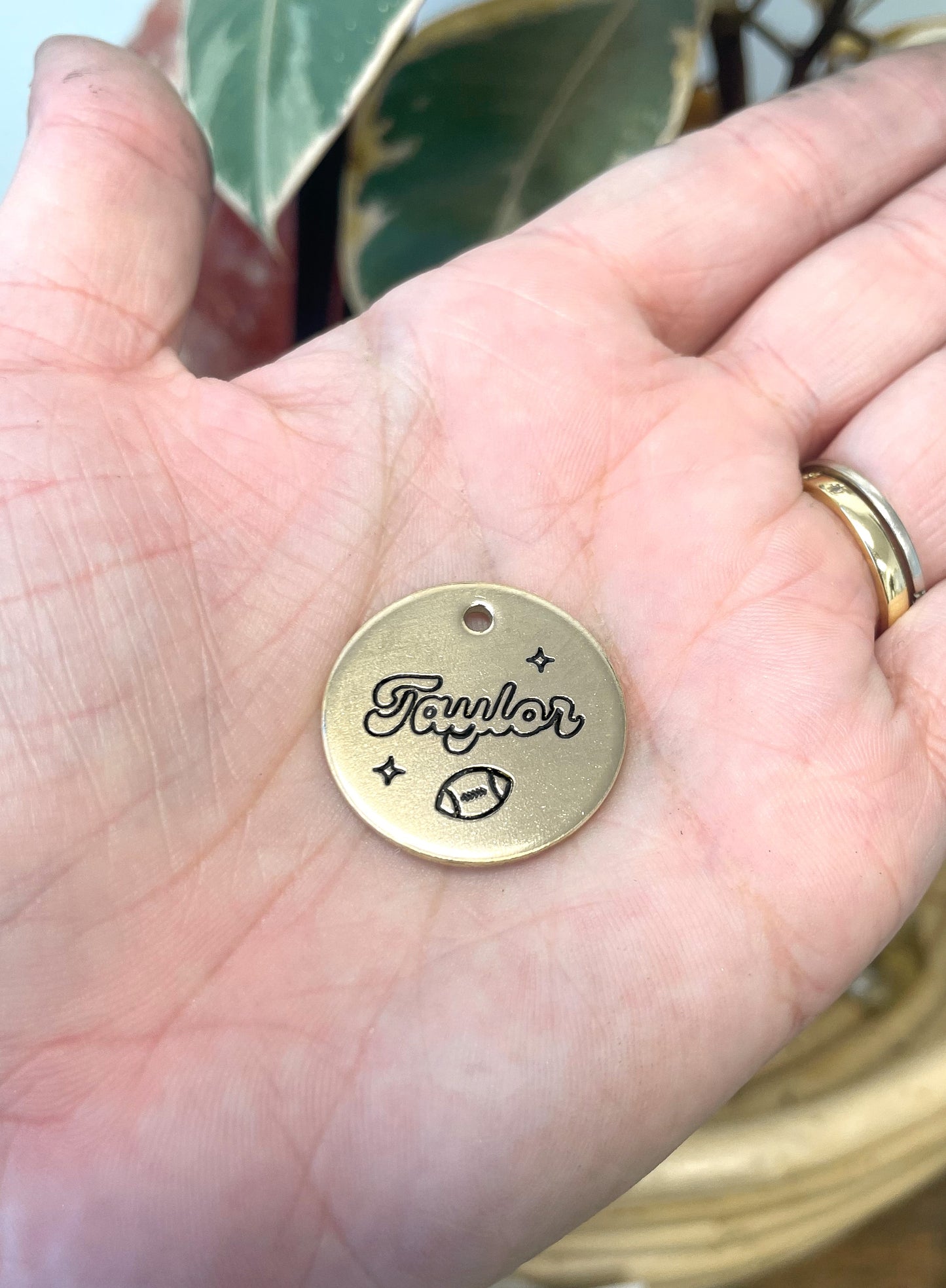 Personalized Dog Tag - Football Design Engraved Dog Tag - Football Hand Design Tag - Cat ID Tag - Dog Collar Tag - Custom Dog Tag - Personalized Tag - Pet ID Tag - Pet Name Tag - Superbowl - Sports