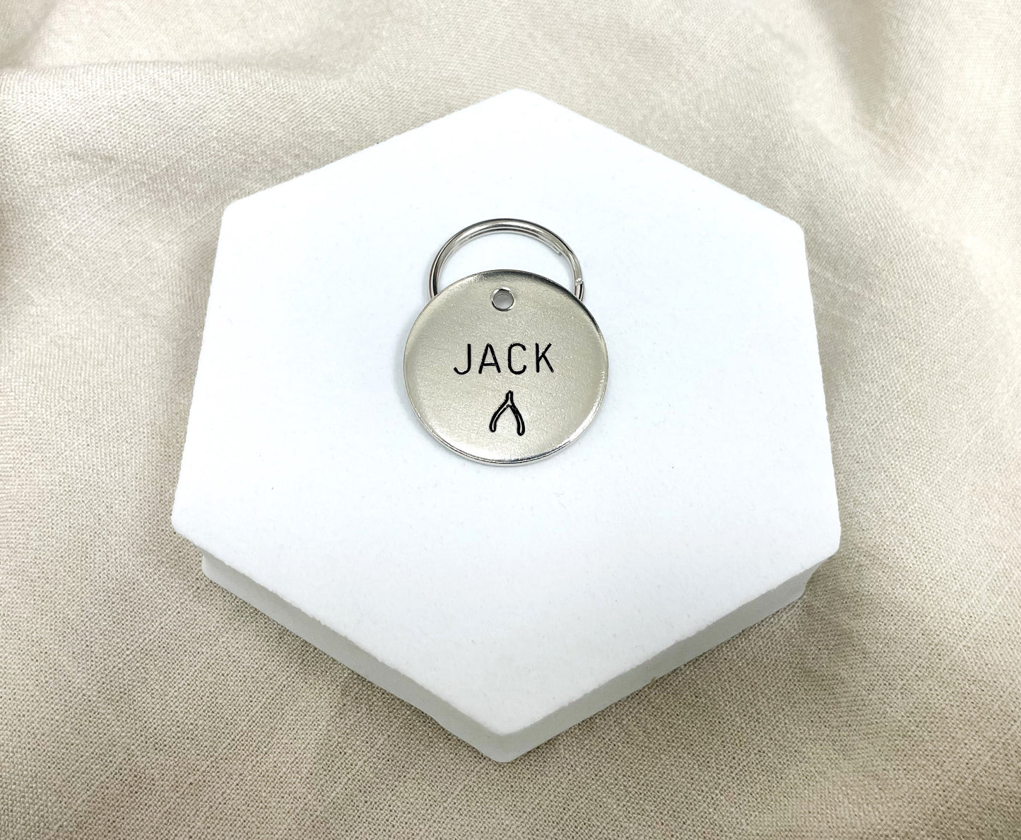 Personalized Dog Tag - Wishbone Design Engraved Dog Tag - Wishbone Hand Design Tag - Cat ID Tag - Dog Collar Tag - Custom Dog Tag - Personalized Tag - Pet ID Tag - Pet Name Tag - Nature Themed Dog Tag - Autumn - Fall