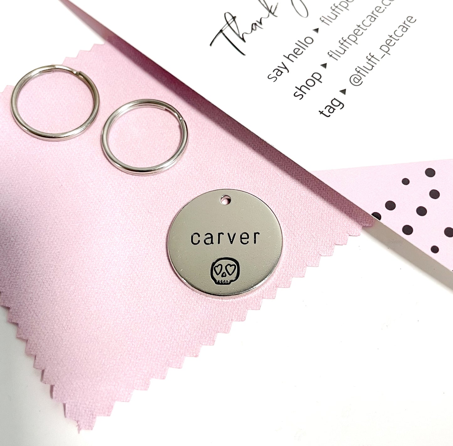 Personalized Dog Tag - Heart Eyes Skull Design Engraved Dog Tag - Cat ID Tag - Dog Collar Tag - Custom Dog Tag - Pet ID Tag - Pet Name Tag - Dog Tag - Dog Gear - Dog - skull - Design - Accessories - Pet Accessories