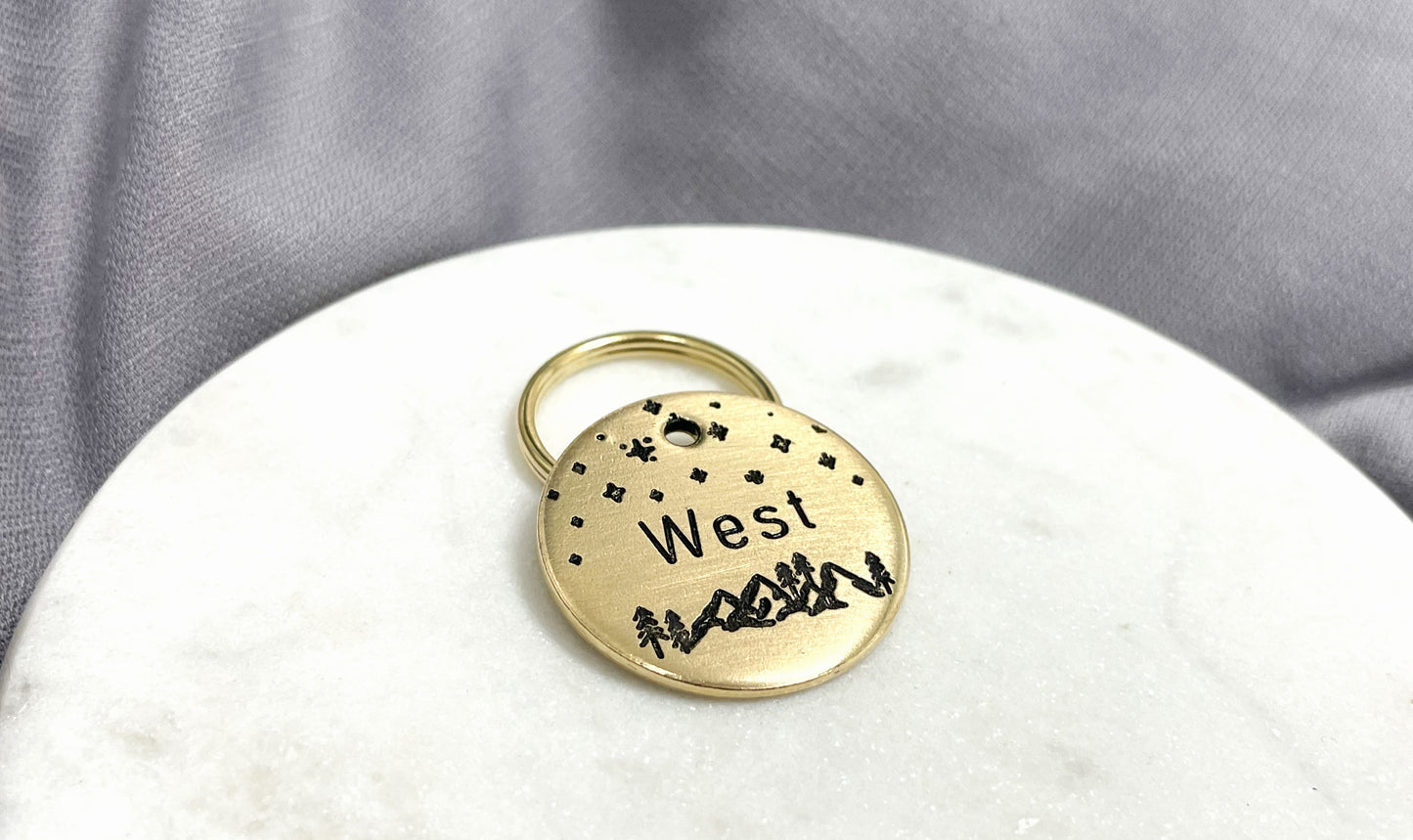 Personalized Dog Tag - Mountain and Stars Design Engraved Dog Tag - Cat ID Tag - Dog Collar Tag - Custom Dog Tag - Pet ID Tag - Pet Name Tag - Dog Tag - Pet Accessories
