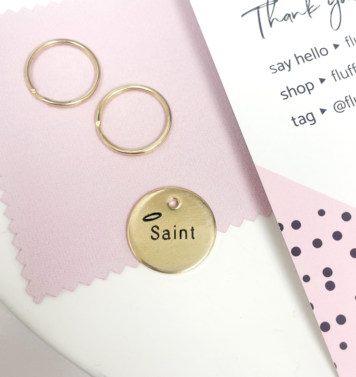 Personalized Dog Collar Charm - Engraved Design - Dog Collar Charm - Nature - Halo - Saint
