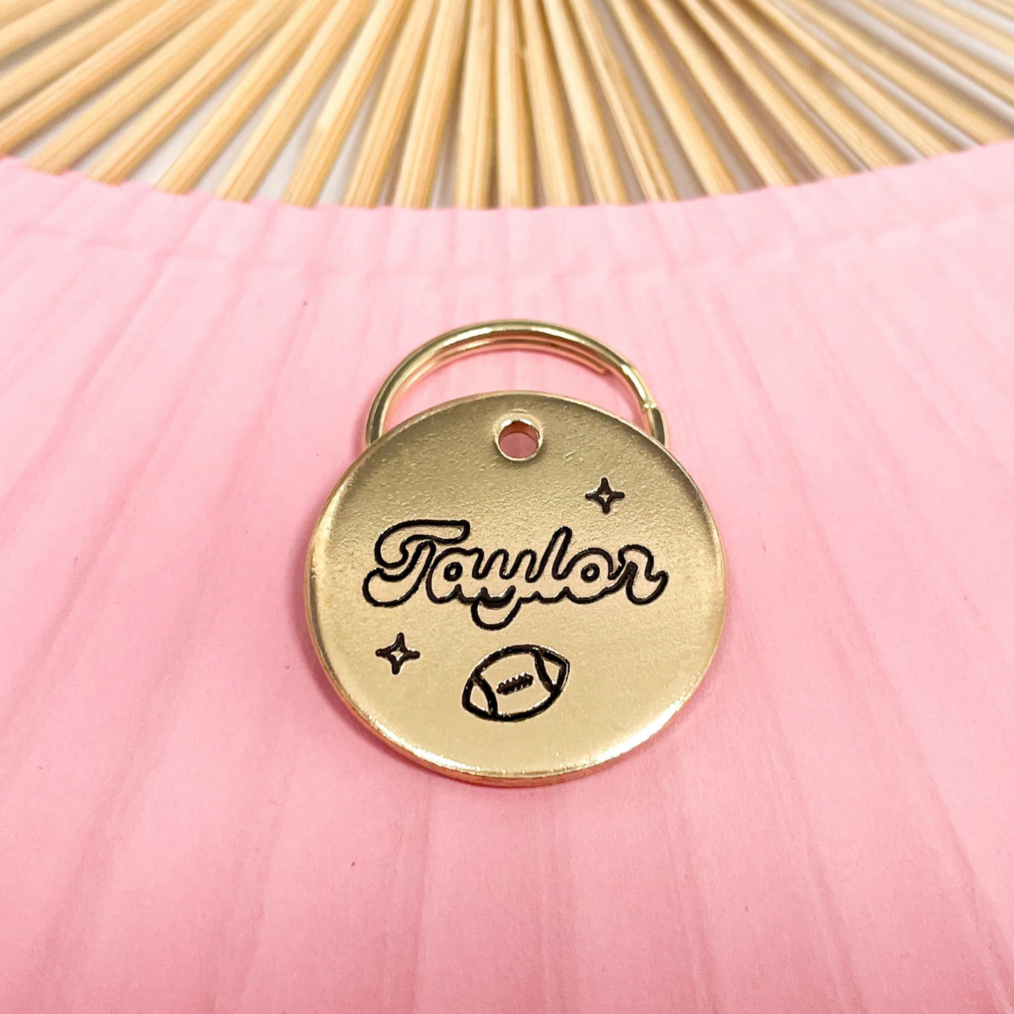Personalized Dog Tag - Football Design Engraved Dog Tag - Football Hand Design Tag - Cat ID Tag - Dog Collar Tag - Custom Dog Tag - Personalized Tag - Pet ID Tag - Pet Name Tag - Superbowl - Sports