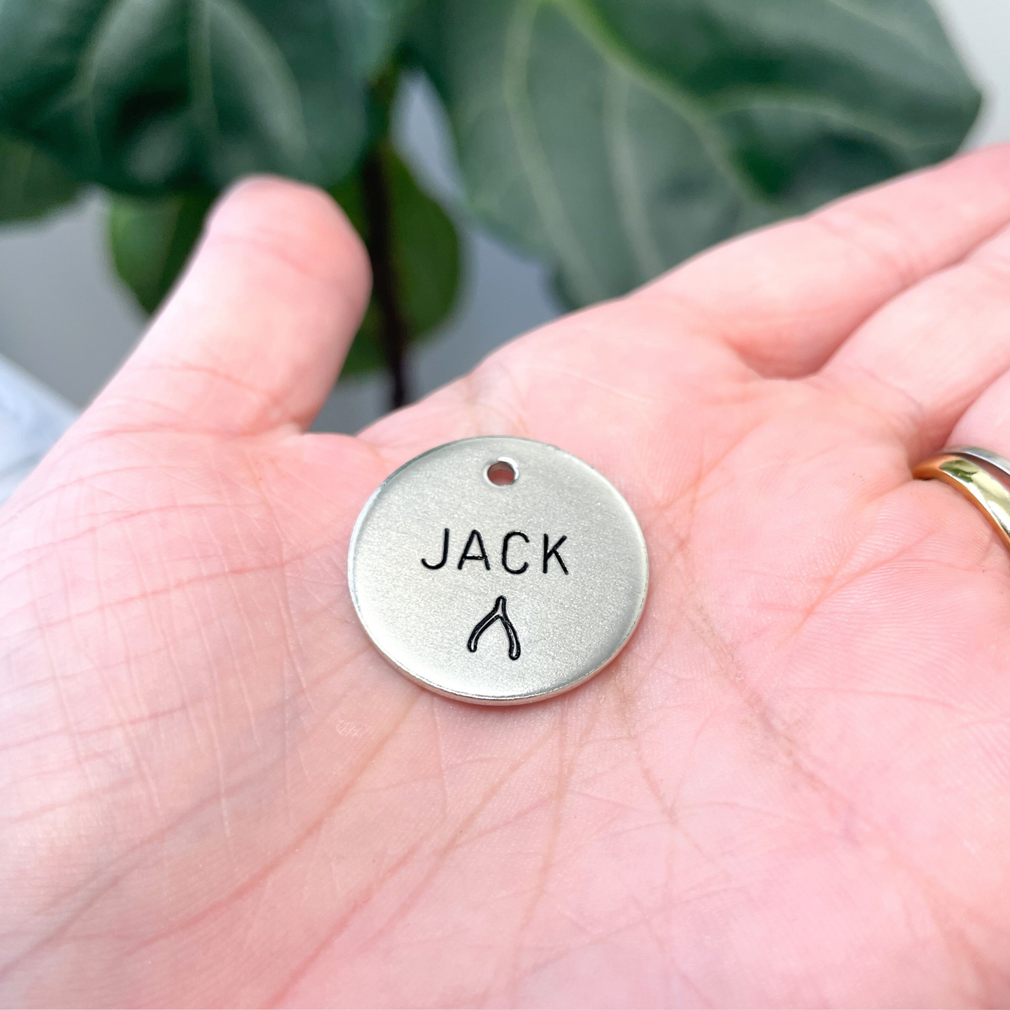 Personalized Dog Tag - Wishbone Design Engraved Dog Tag - Wishbone Hand Design Tag - Cat ID Tag - Dog Collar Tag - Custom Dog Tag - Personalized Tag - Pet ID Tag - Pet Name Tag - Nature Themed Dog Tag - Autumn - Fall