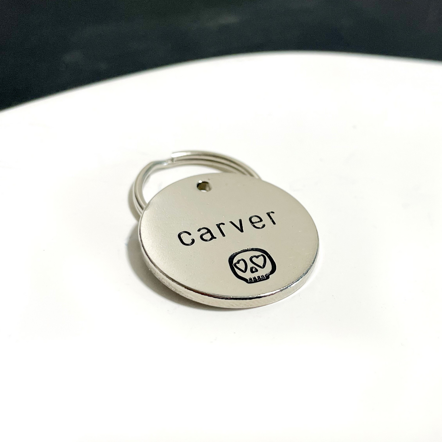 Personalized Dog Tag - Heart Eyes Skull Design Engraved Dog Tag - Cat ID Tag - Dog Collar Tag - Custom Dog Tag - Pet ID Tag - Pet Name Tag - Dog Tag - Dog Gear - Dog - skull - Design - Accessories - Pet Accessories