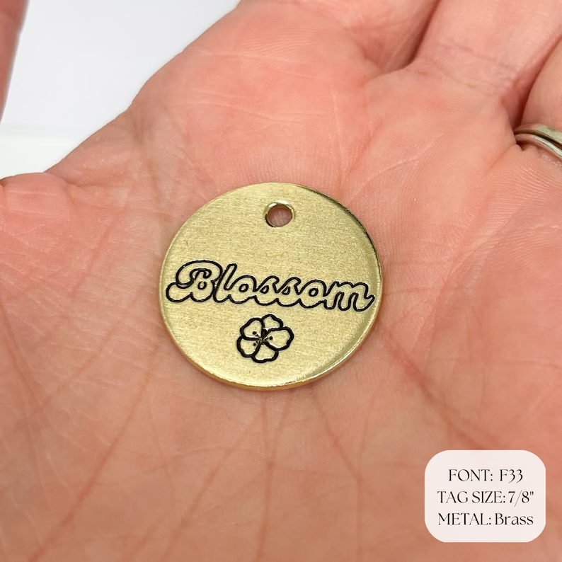 Personalized Dog Tag - Cherry Blossom Dog Tag Design Engraved - Cat ID Tag - Dog Collar Tag - Custom Dog Tag - Personalized Tag - Pet ID Tag - Flower Dog Tag - Cherry Blossom - Flower - Dog Gear - Dog Accessories - Pet Accessories - Flower