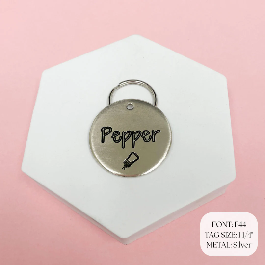Personalized Dog Tag - Pepper Shaker Design Engraved Dog Tag - Cat ID Tag - Dog Collar Tag - Custom Dog Tag - Pet ID Tag - Pet Name Tag - Emoji Dog Tag - Dog Tag - Dog Gear - Dog Accessories - Pet Accessories