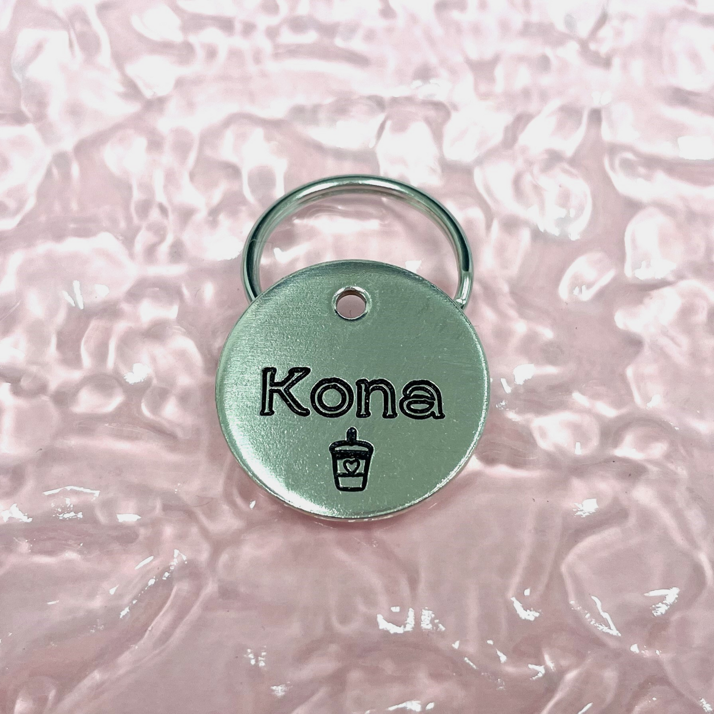 Personalized Dog Tag - Coffee Cup Design Engraved Dog Tag - Cat ID Tag - Dog Collar Tag - Custom Dog Tag - Personalized Tag - Pet ID Tag - Pet Name Tag - Kona - Iced Coffee - Iced Coffee Dog Tag - Dog Gear - Dog Accessories - Pet Accessories - Coffee Lover Gift -