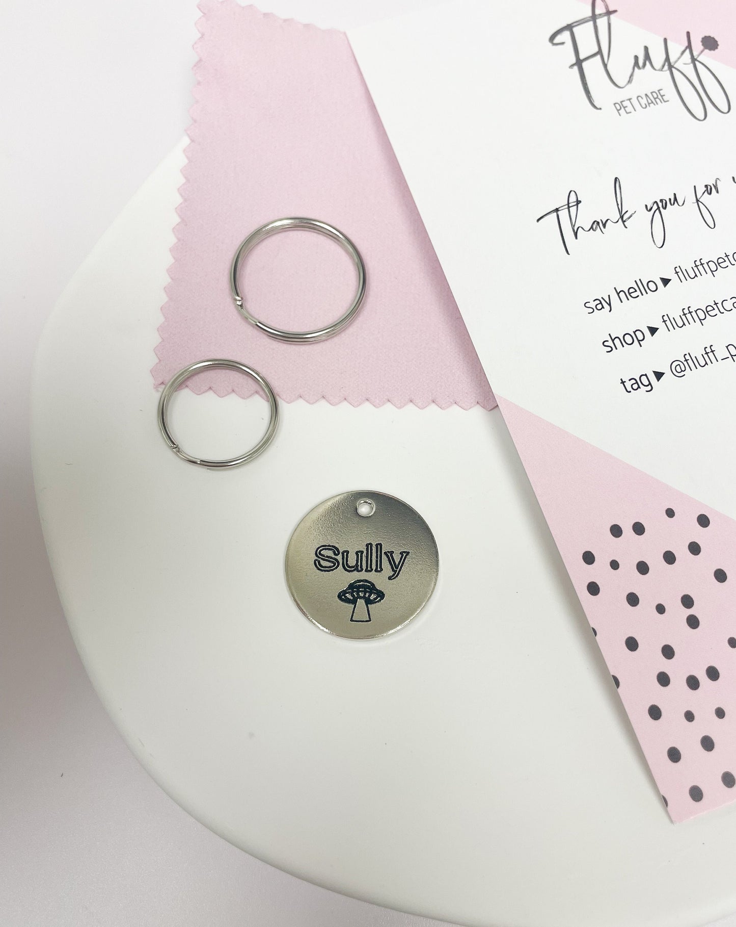 UFO Design Engraved Dog Tag - Spaceship Tag - Cat ID Tag - Dog Collar Tag - Custom Dog Tag - Personalized Tag - Pet ID Tag - Pet Name Tag - Space Themed Dog Tag - Alien Dog Tag