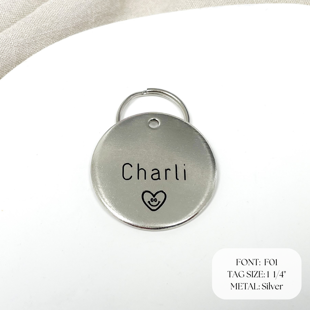 Personalized Dog Tag - Smiley Face Design Engraved Dog Tag - Heart Design Tag - Cat ID Tag - Dog Collar Tag - Custom Dog Tag - Personalized Tag - Pet ID Tag - Pet Name Tag