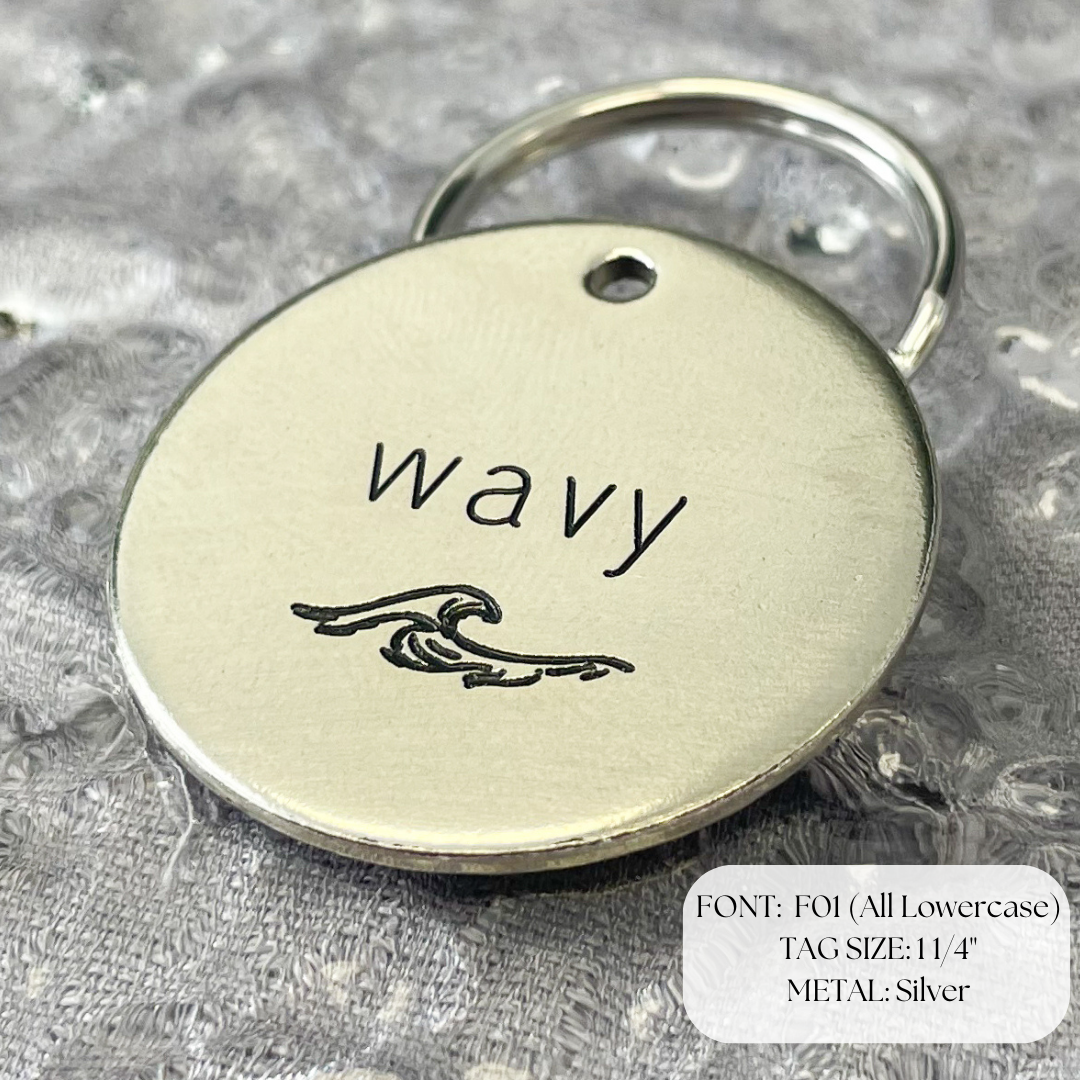 Personalized Dog Tag - Wave Design Engraved Dog Tag - Wave Tag - Cat ID Tag - Dog Collar Tag - Custom Dog Tag - Personalized Tag - Pet ID Tag - Pet Name Tag - Water Themed Dog Tag - water Dog Tag