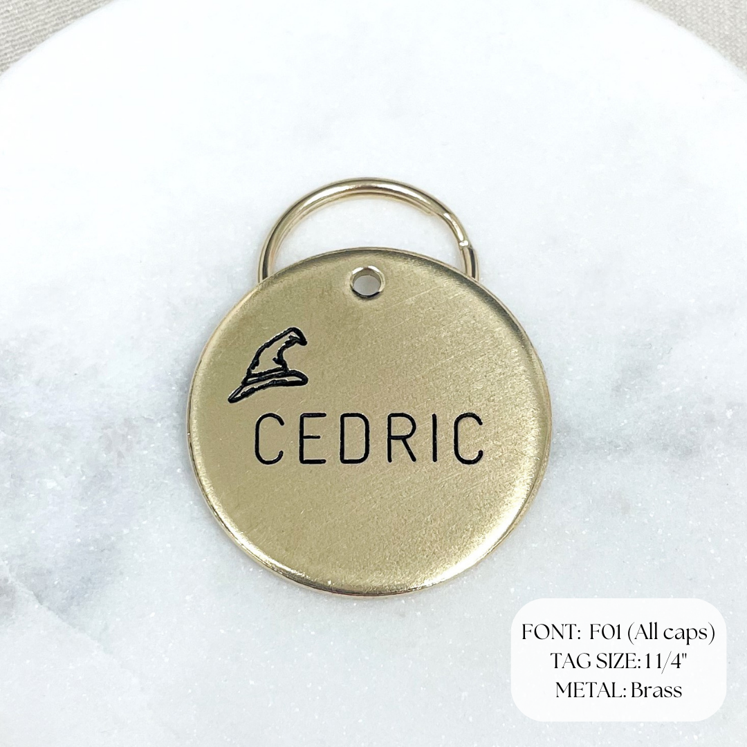 Personalized Dog Tag - Wizard Hat Design Engraved Dog Tag - Top Hat Tag - Cat ID Tag - Dog Collar Tag - Custom Dog Tag - Personalized Tag - Pet ID Tag - Pet Name Tag 