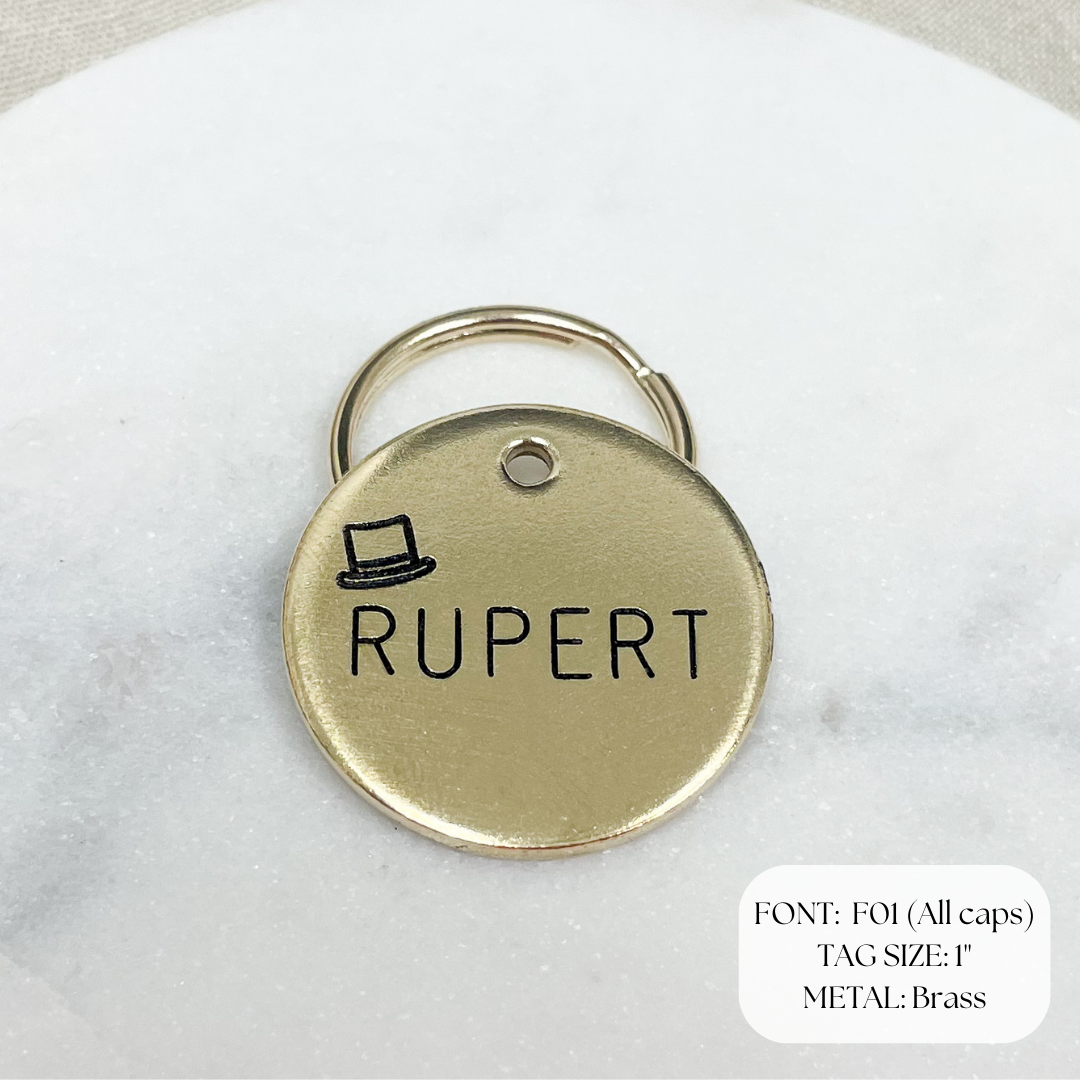 Personalized Dog Tag - Top Hat Design Engraved Dog Tag - Top Hat Tag - Cat ID Tag - Dog Collar Tag - Custom Dog Tag - Personalized Tag - Pet ID Tag - Pet Name Tag 