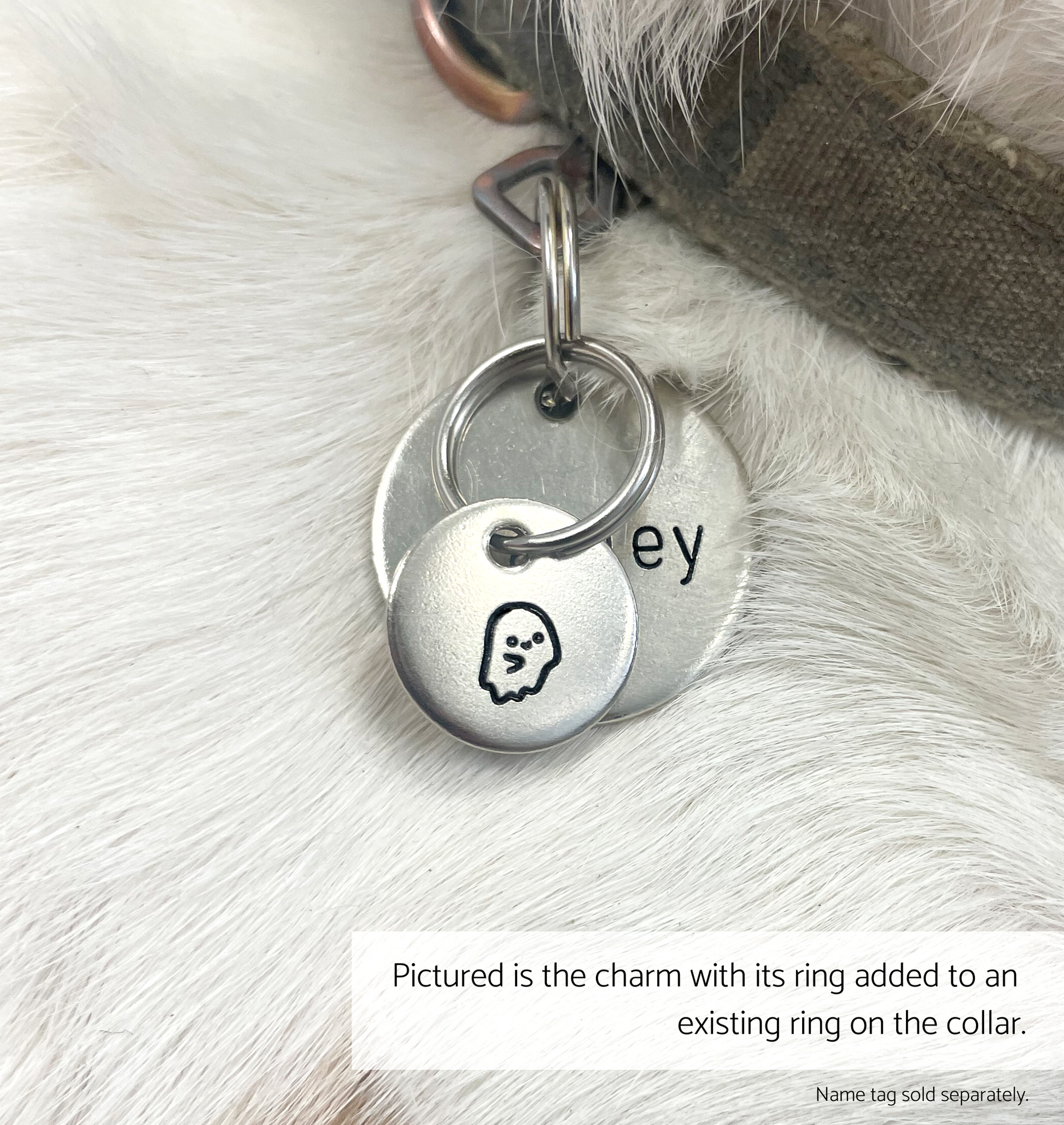 Personalized Dog Collar Charm - Engraved Design - Dog Collar Charm - Ghost - Spooky - Halloween 
