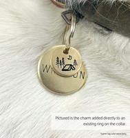 Personalized Dog Collar Charm - Engraved Design - Dog Collar Charm - Nature - Tent - Camping 