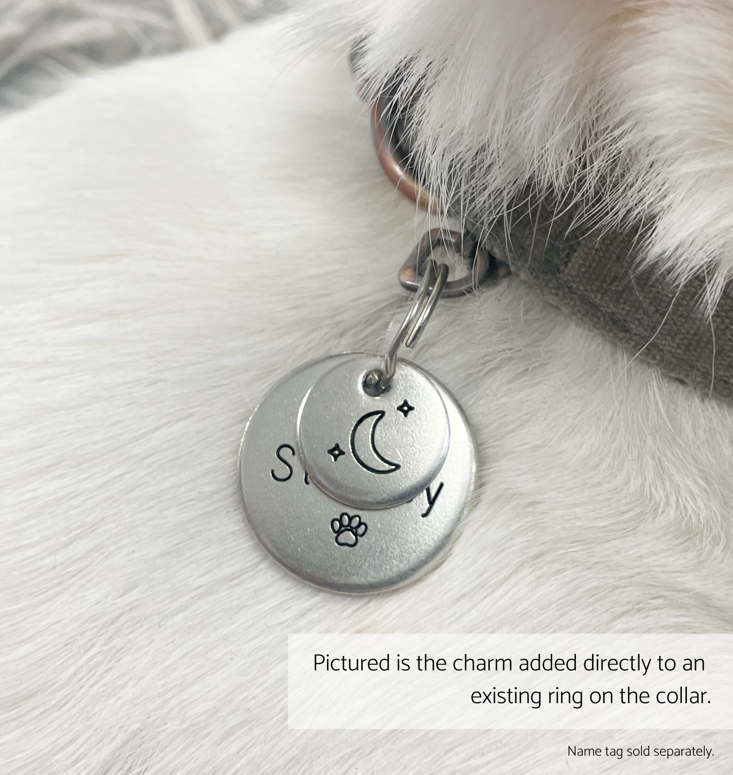 Personalized Dog Collar Charm - Engraved Design - Dog Collar Charm - Moon and Stars - Sky - Space Charm 