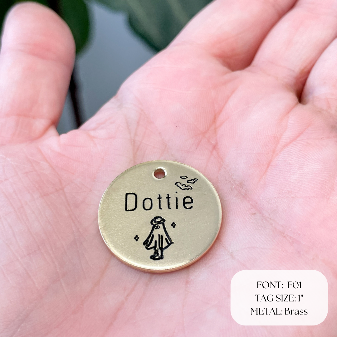 Personalized Dog Tag - Ghost Design Engraved Dog Tag - Ghost Design Tag - Cat ID Tag - Dog Collar Tag - Custom Dog Tag - Personalized Tag - Pet ID Tag - Pet Name Tag - Halloween - Spooky