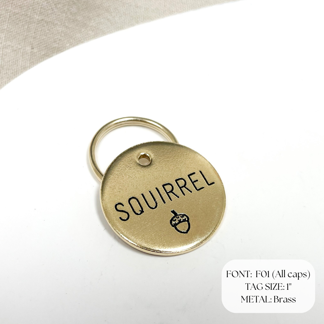 Personalized Dog Tag - Acorn Design Engraved Dog Tag - Squirrel Design Tag - Cat ID Tag - Dog Collar Tag - Custom Dog Tag - Personalized Tag - Pet ID Tag - Pet Name Tag - Nature Themed Dog Tag 