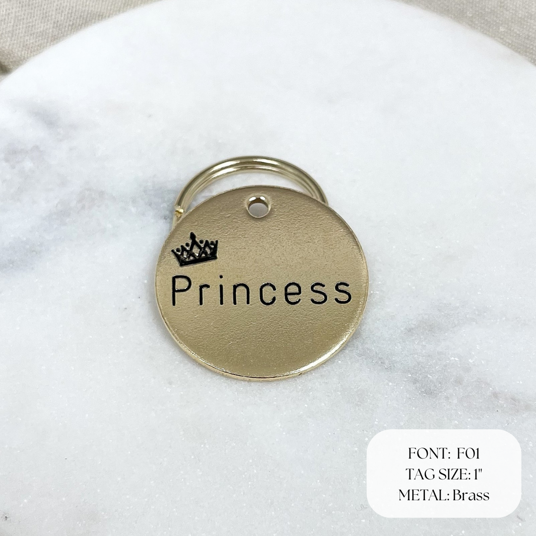 Personalized Dog Tag - Princess Crown Design Engraved Dog Tag - Crown Design Tag - Cat ID Tag - Dog Collar Tag - Custom Dog Tag - Personalized Tag - Pet ID Tag - Pet Name Tag 