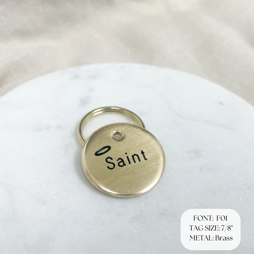 Personalized Dog Collar Charm - Engraved Design - Dog Collar Charm - Nature - Halo - Saint 