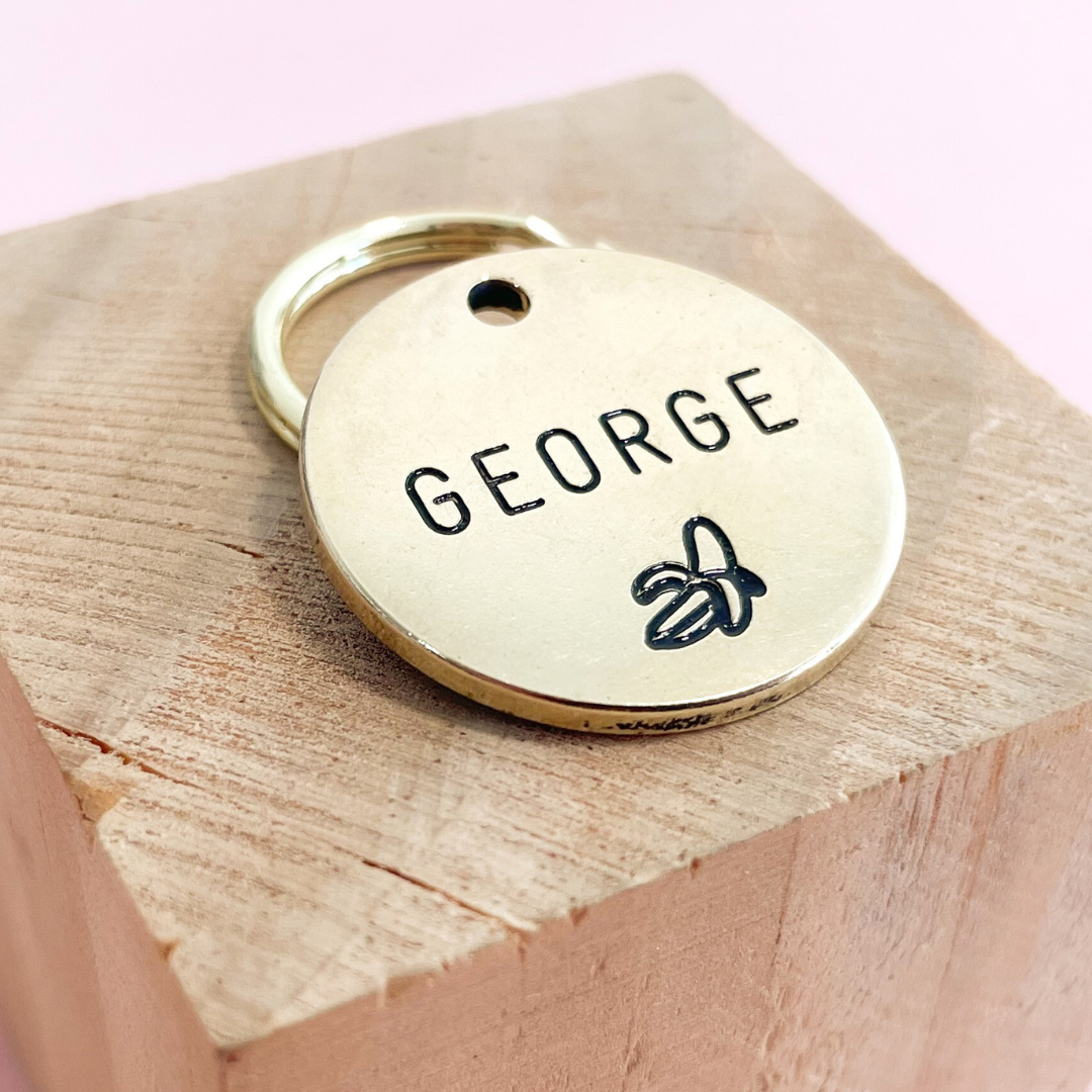 Personalized Dog Tag - Banana - Fruit - 
-  Design Engraved Dog Tag - Cat ID Tag - Dog Collar Tag - Custom Dog Tag - Pet ID Tag - Pet Name Tag - Dog Tag - Dog Gear - Dog  - ghosts - Design  - Accessories - Pet Accessories
