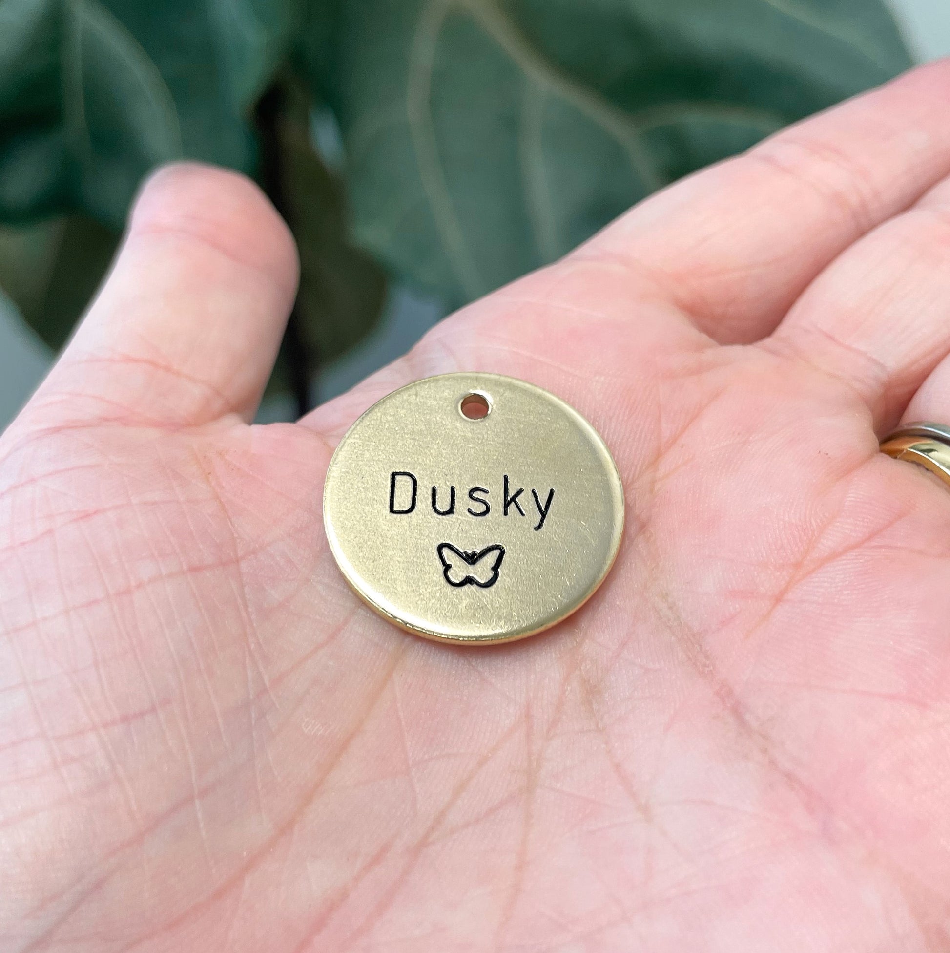 Personalized Dog Tag - Butterfly Design Engraved Dog Tag - Butterfly Hand Design Tag - Cat ID Tag - Dog Collar Tag - Custom Dog Tag - Personalized Tag - Pet ID Tag - Pet Name Tag - Nature Themed Dog Tag 