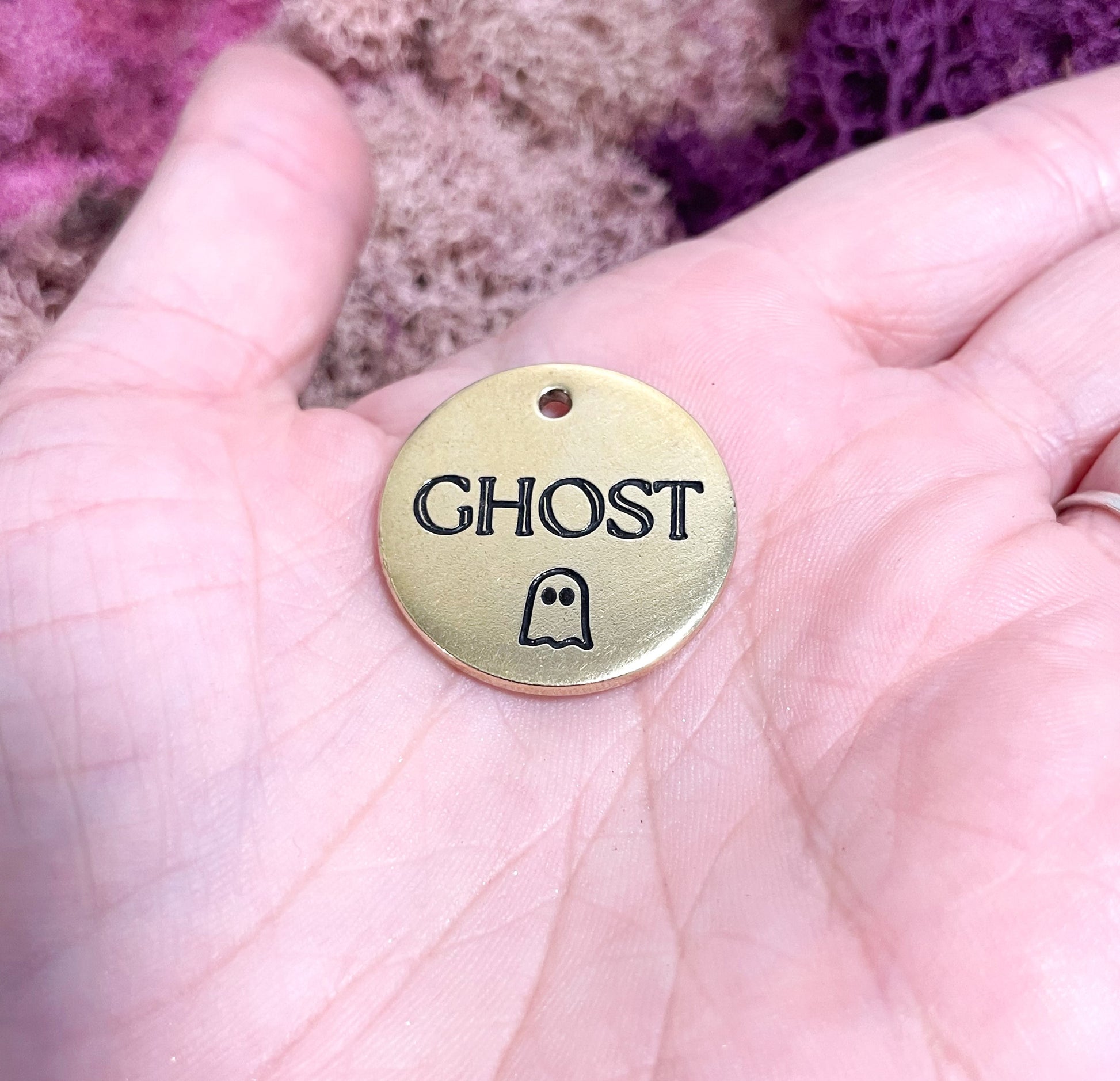 Personalized Dog Tag - simple ghost Design Engraved Dog Tag - Cat ID Tag - Dog Collar Tag - Custom Dog Tag - Pet ID Tag - Pet Name Tag - Dog Tag - Dog Gear - Dog - Halloween - ghost - halloween Design  - Accessories - Pet Accessories