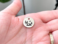 Personalized Dog Collar Charm - Engraved Design - Dog Collar Charm - Nature - Tent - Camping 