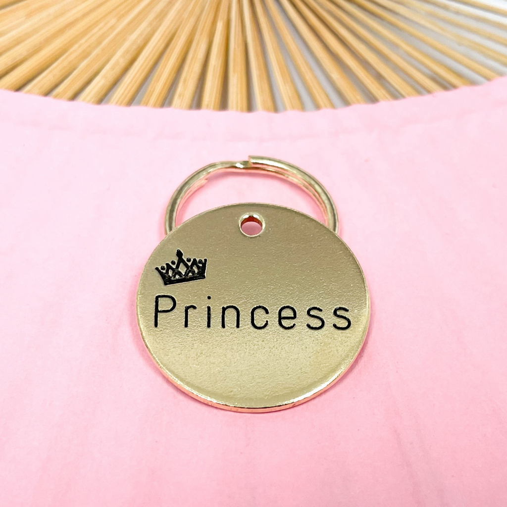 Personalized Dog Tag - Princess Crown Design Engraved Dog Tag - Crown Design Tag - Cat ID Tag - Dog Collar Tag - Custom Dog Tag - Personalized Tag - Pet ID Tag - Pet Name Tag 