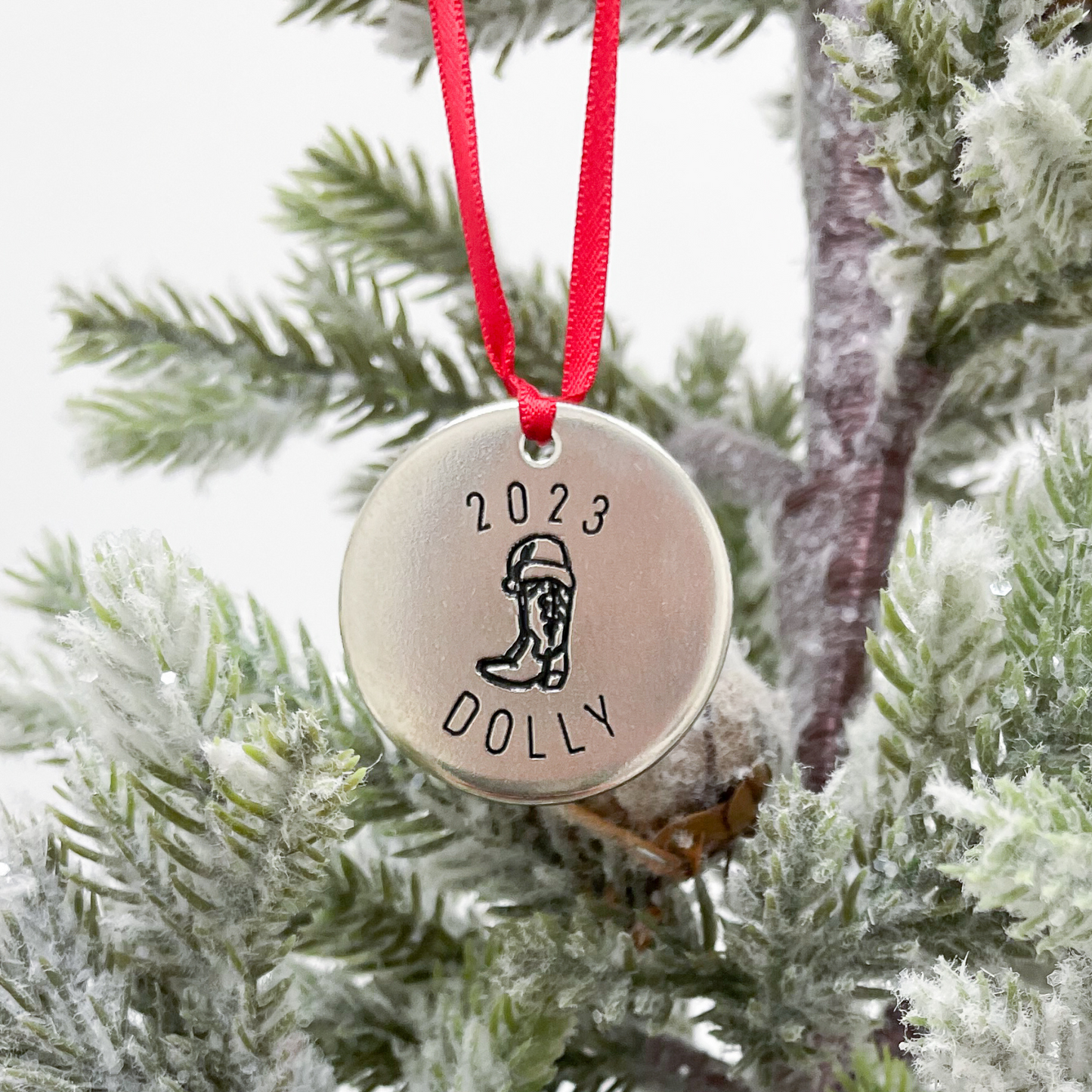 Personalized Dog Name Ornament with Cowboy Boot