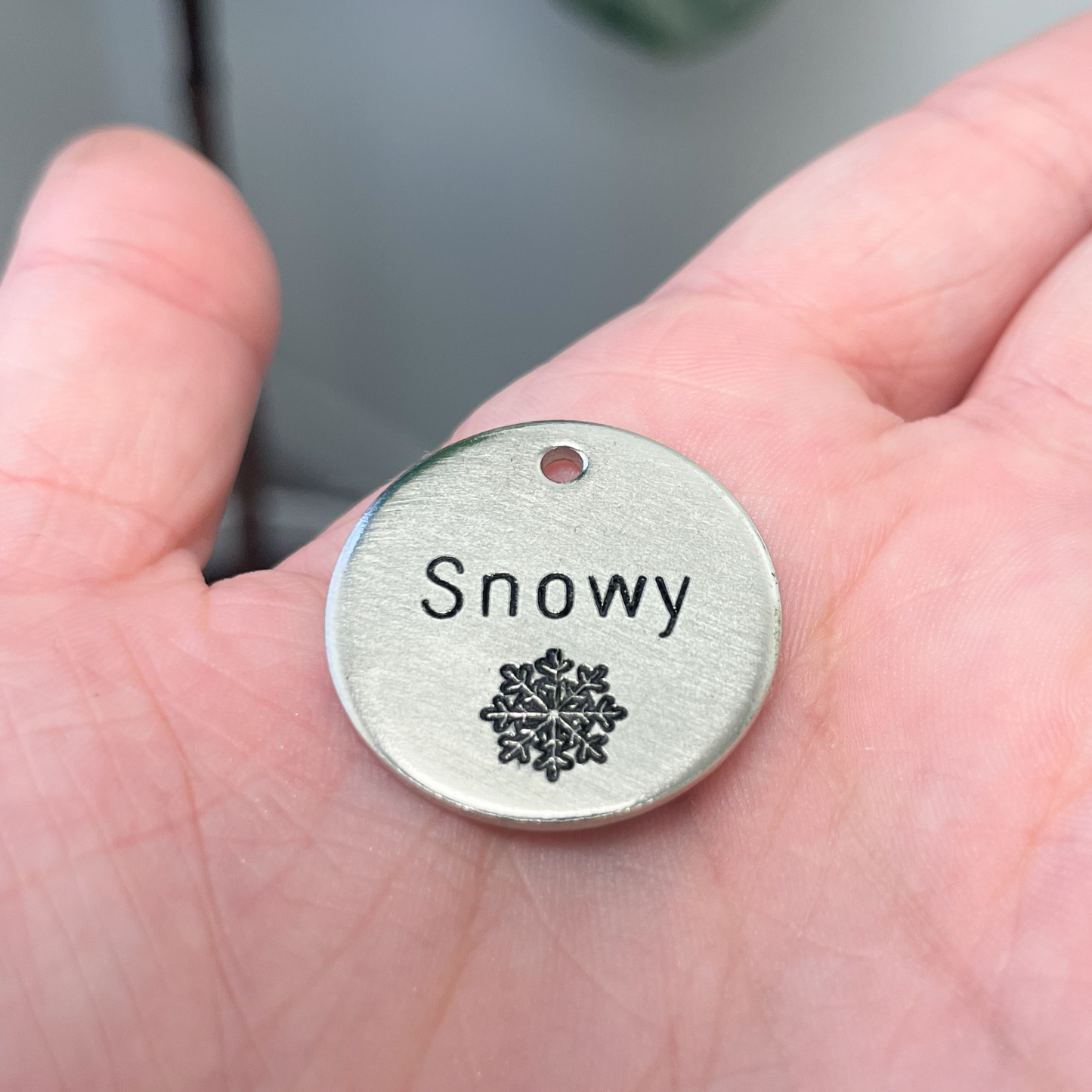 Personalized Dog Tag - Snowflake Design Engraved Dog Tag - Christmas Design Tag - Cat ID Tag - Dog Collar Tag - Custom Dog Tag - Personalized Tag - Pet ID Tag - Pet Name Tag - Christmas Themed Dog Tag 