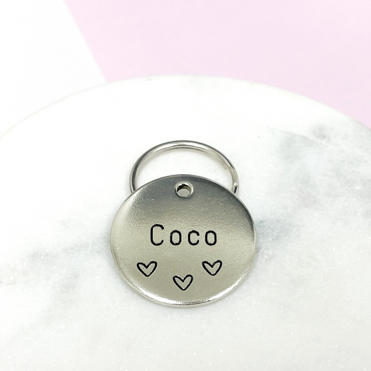 Personalized Dog Tag - Hearts Design Engraved Dog Tag - Heart Design Tag - Cat ID Tag - Dog Collar Tag - Custom Dog Tag - Personalized Tag - Pet ID Tag - Pet Name Tag - Love  - 