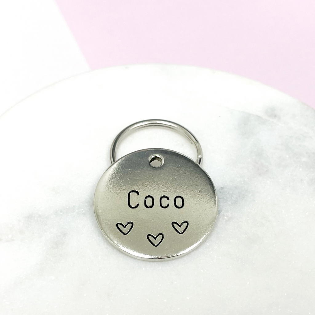Personalized Dog Tag - Hearts Design Engraved Dog Tag - Heart Design Tag - Cat ID Tag - Dog Collar Tag - Custom Dog Tag - Personalized Tag - Pet ID Tag - Pet Name Tag - Love  - 