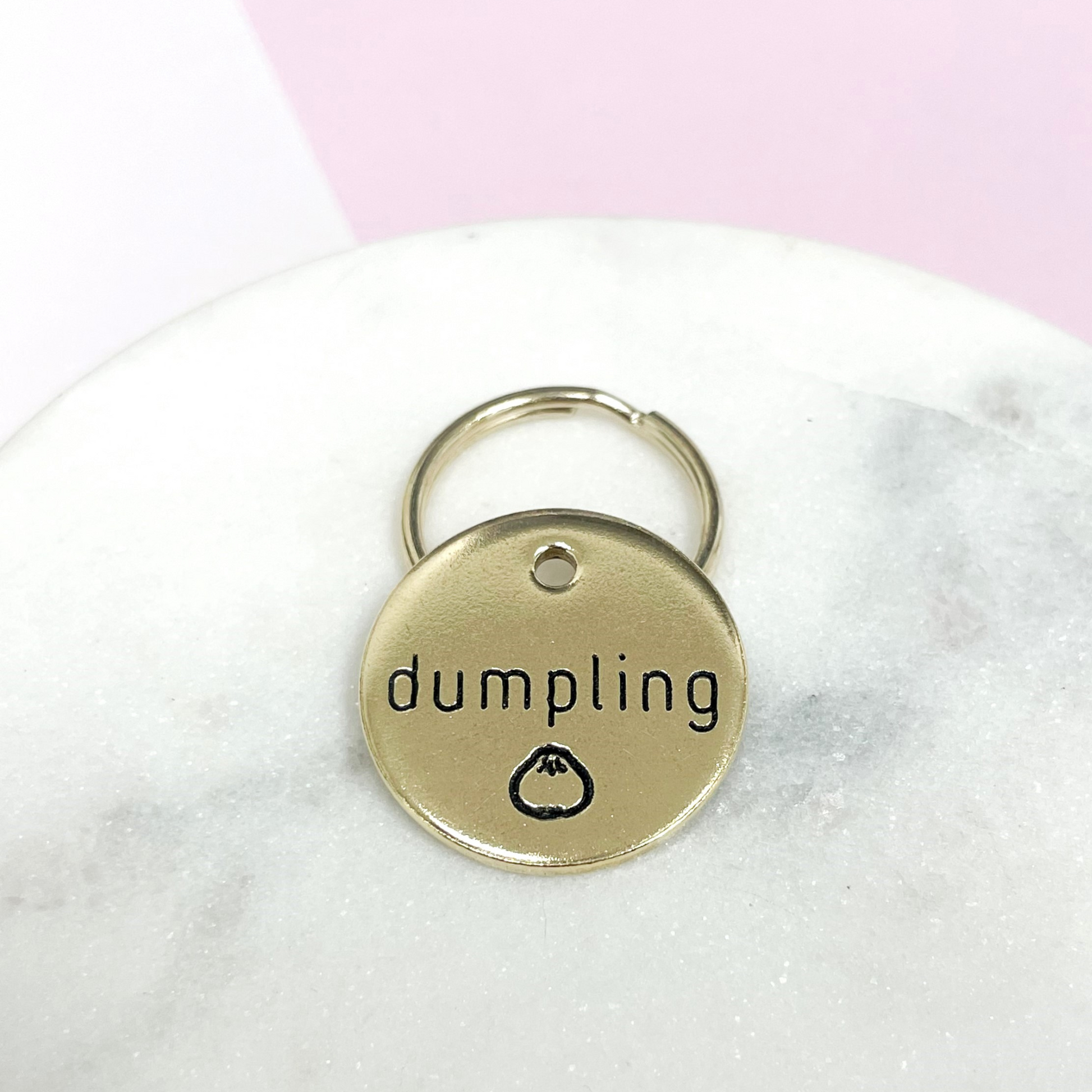 Personalized Dog Tag - Dumpling Design Engraved Dog Tag - Dumpling Design Tag - Cat ID Tag - Dog Collar Tag - Custom Dog Tag - Personalized Tag - Pet ID Tag - Pet Name Tag - Food Themed Dog Tag 