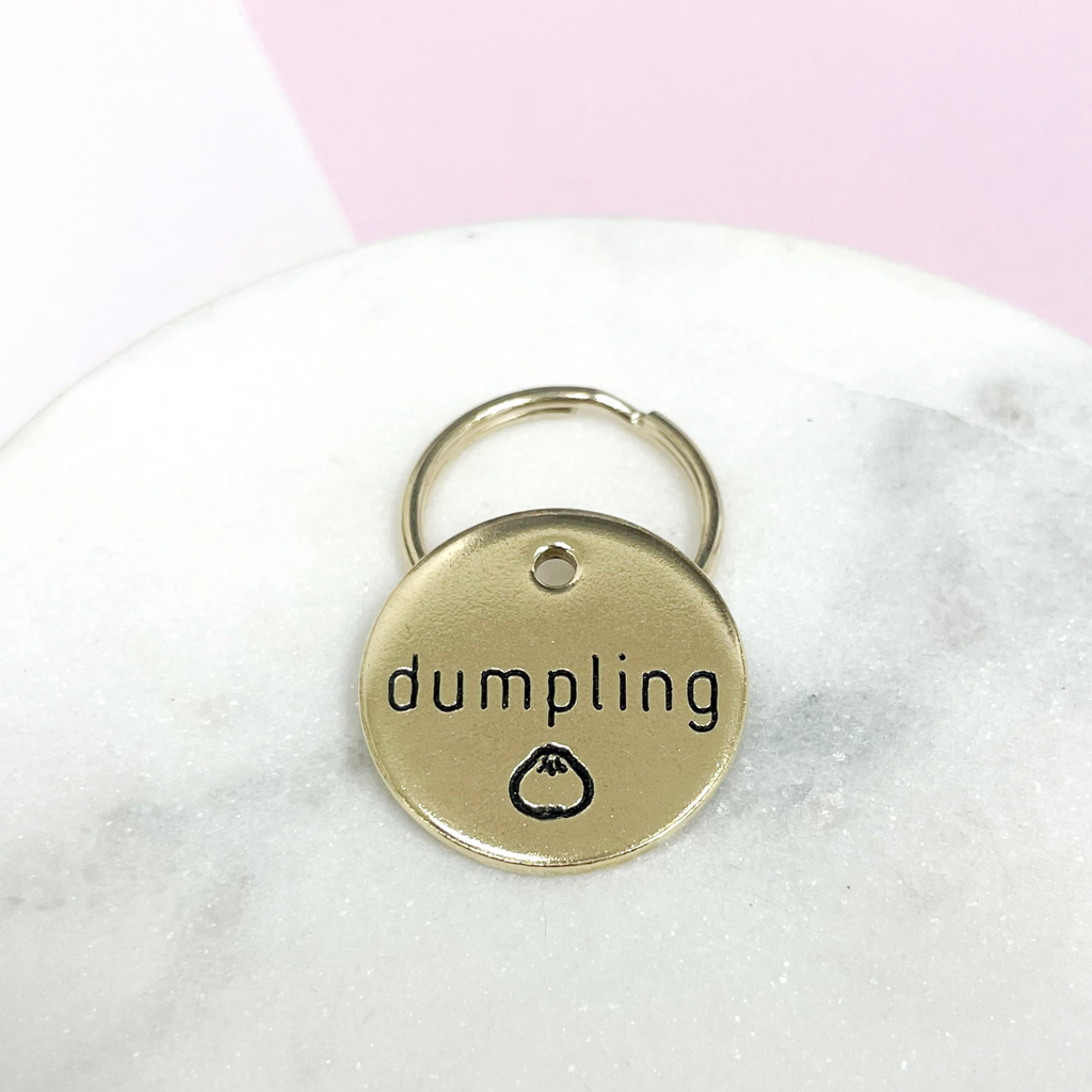 Personalized Dog Tag - Dumpling Design Engraved Dog Tag - Dumpling Design Tag - Cat ID Tag - Dog Collar Tag - Custom Dog Tag - Personalized Tag - Pet ID Tag - Pet Name Tag 