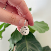 Personalized Dog Collar Charm - Engraved Design - Dog Collar Charm - Moon and Stars - Sky - Space Charm 