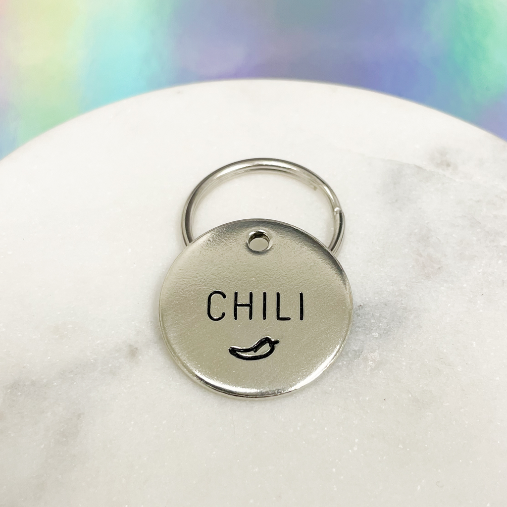 Personalized Dog Tag - Chili Design Engraved Dog Tag - Chili Design Tag - Cat ID Tag - Dog Collar Tag - Custom Dog Tag - Personalized Tag - Pet ID Tag - Pet Name Tag - Spicy - Pepper