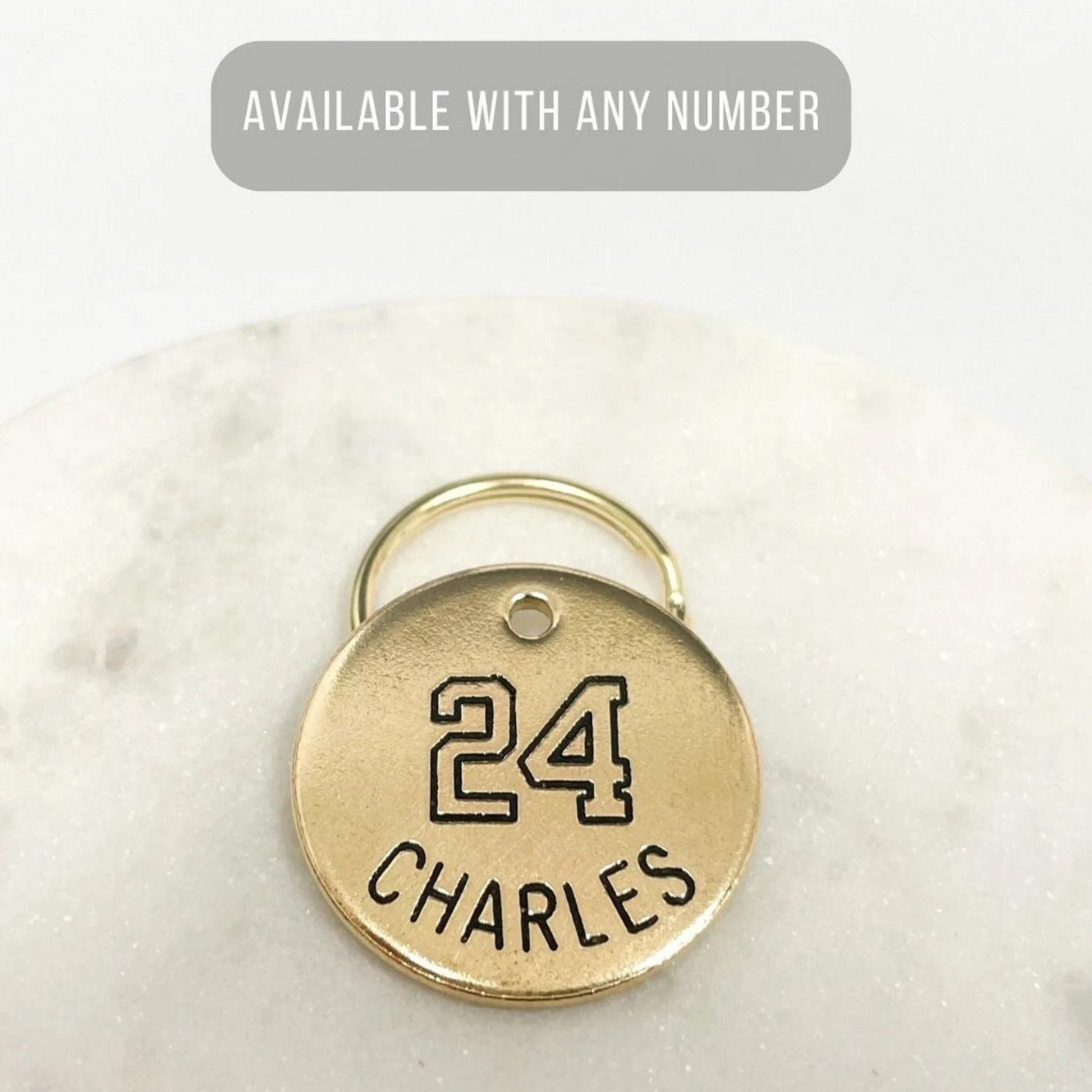 Custom Number Engraved Pet ID Tag Brass Circle 1 1 4