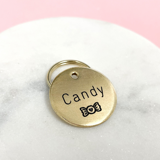 Personalized Dog Tag - Candy Design Engraved Dog Tag - Simple Candy Design Tag - Cat ID Tag - Dog Collar Tag - Custom Dog Tag - Personalized Tag - Pet ID Tag - Pet Name Tag