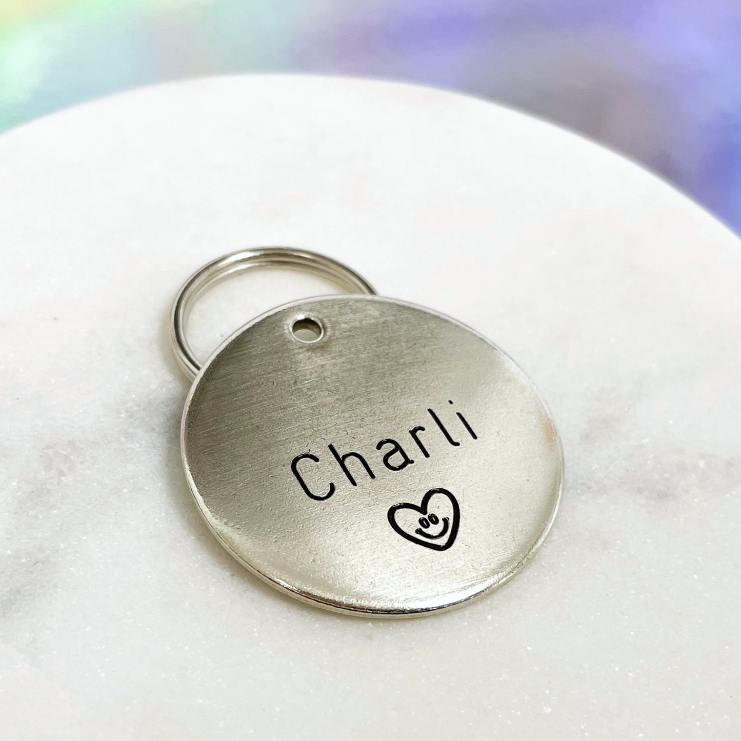 Personalized Dog Tag - Smiley Face Design Engraved Dog Tag - Heart Design Tag - Cat ID Tag - Dog Collar Tag - Custom Dog Tag - Personalized Tag - Pet ID Tag - Pet Name Tag