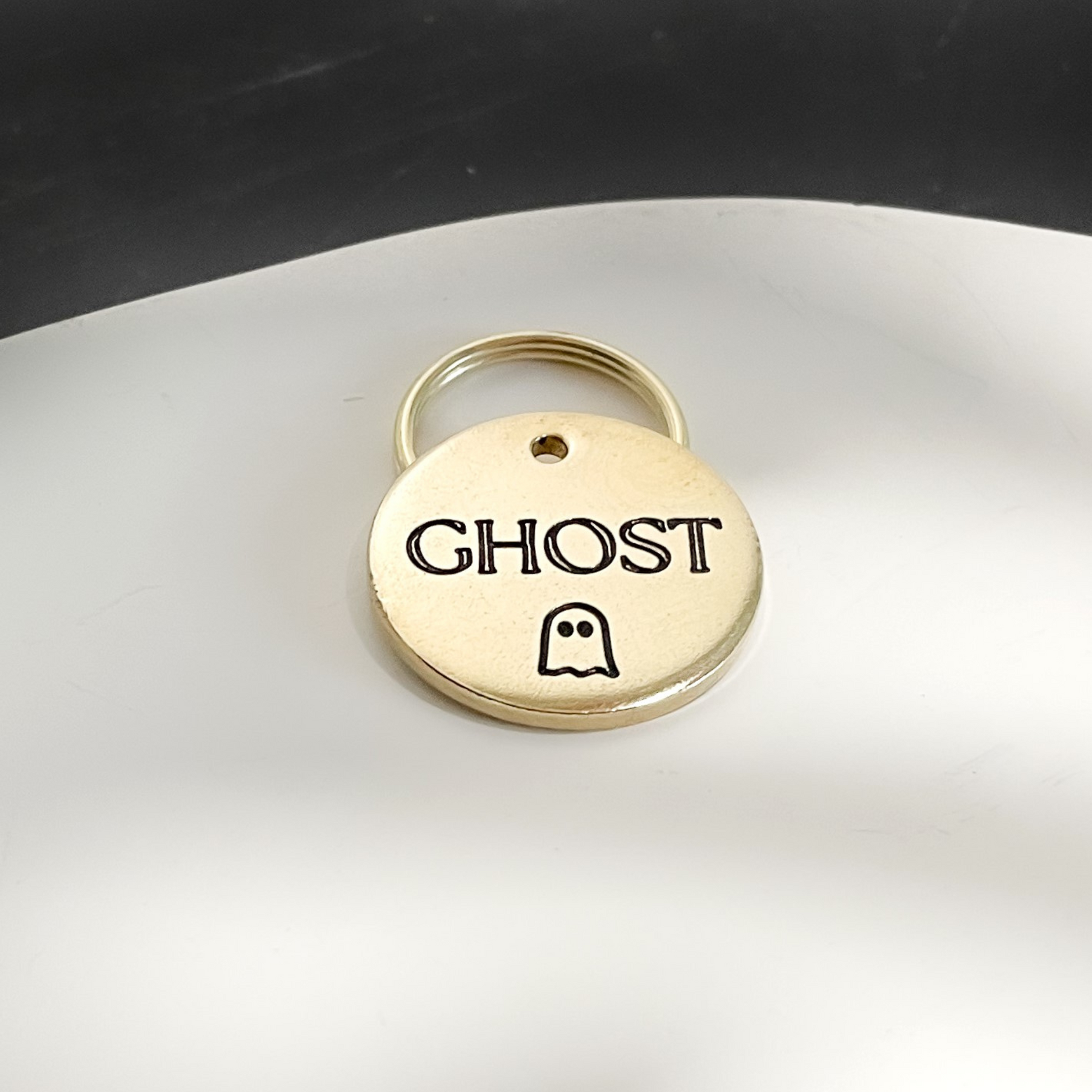 Personalized Dog Tag - simple ghost Design Engraved Dog Tag - Cat ID Tag - Dog Collar Tag - Custom Dog Tag - Pet ID Tag - Pet Name Tag - Dog Tag - Dog Gear - Dog - Halloween - ghost - halloween Design  - Accessories - Pet Accessories
