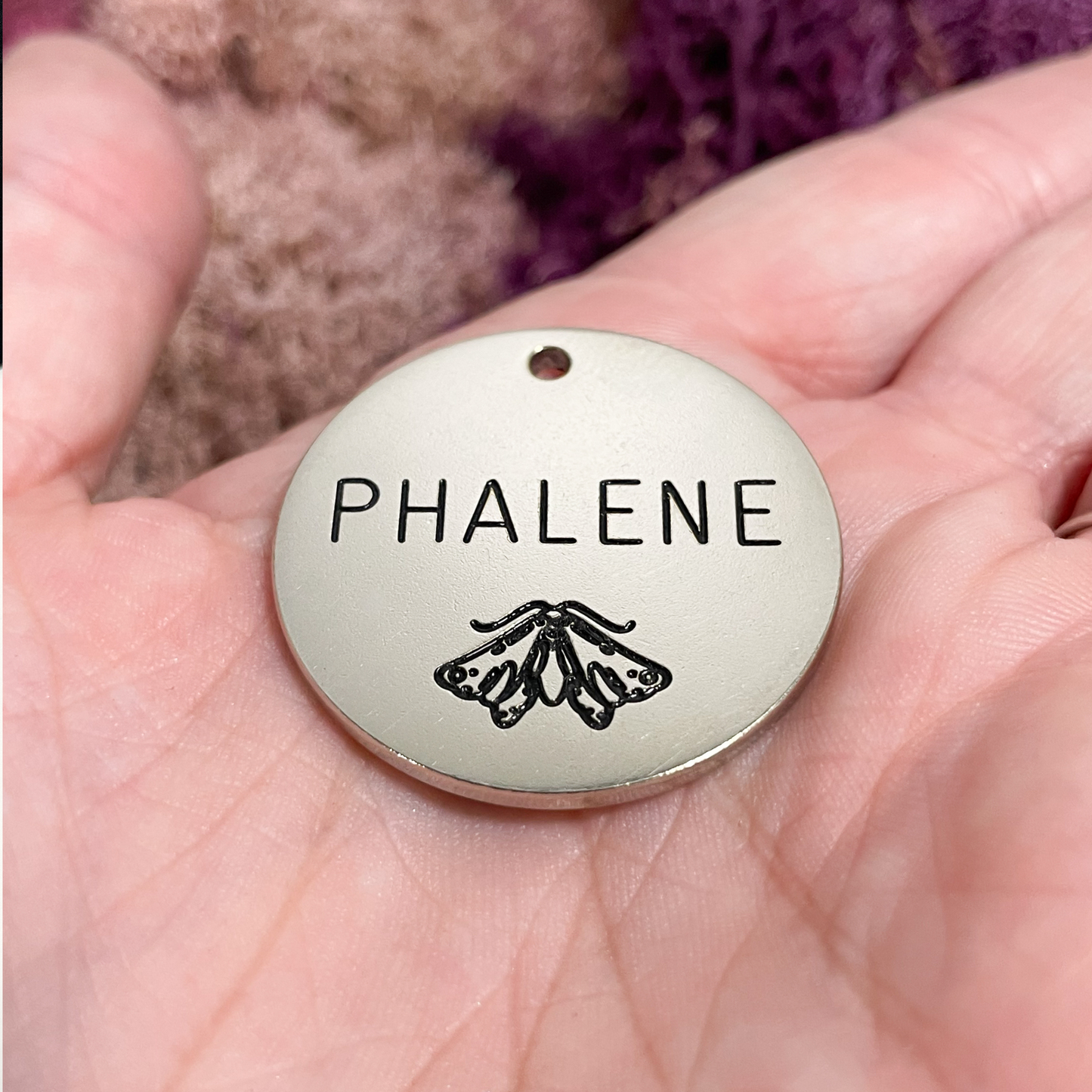 Personalized Dog Tag - moth Design Engraved Dog Tag - Cat ID Tag - Dog Collar Tag - Custom Dog Tag - Pet ID Tag - Pet Name Tag - Dog Tag - Dog Gear - Dog  - moth - Design  - Accessories - Pet Accessories