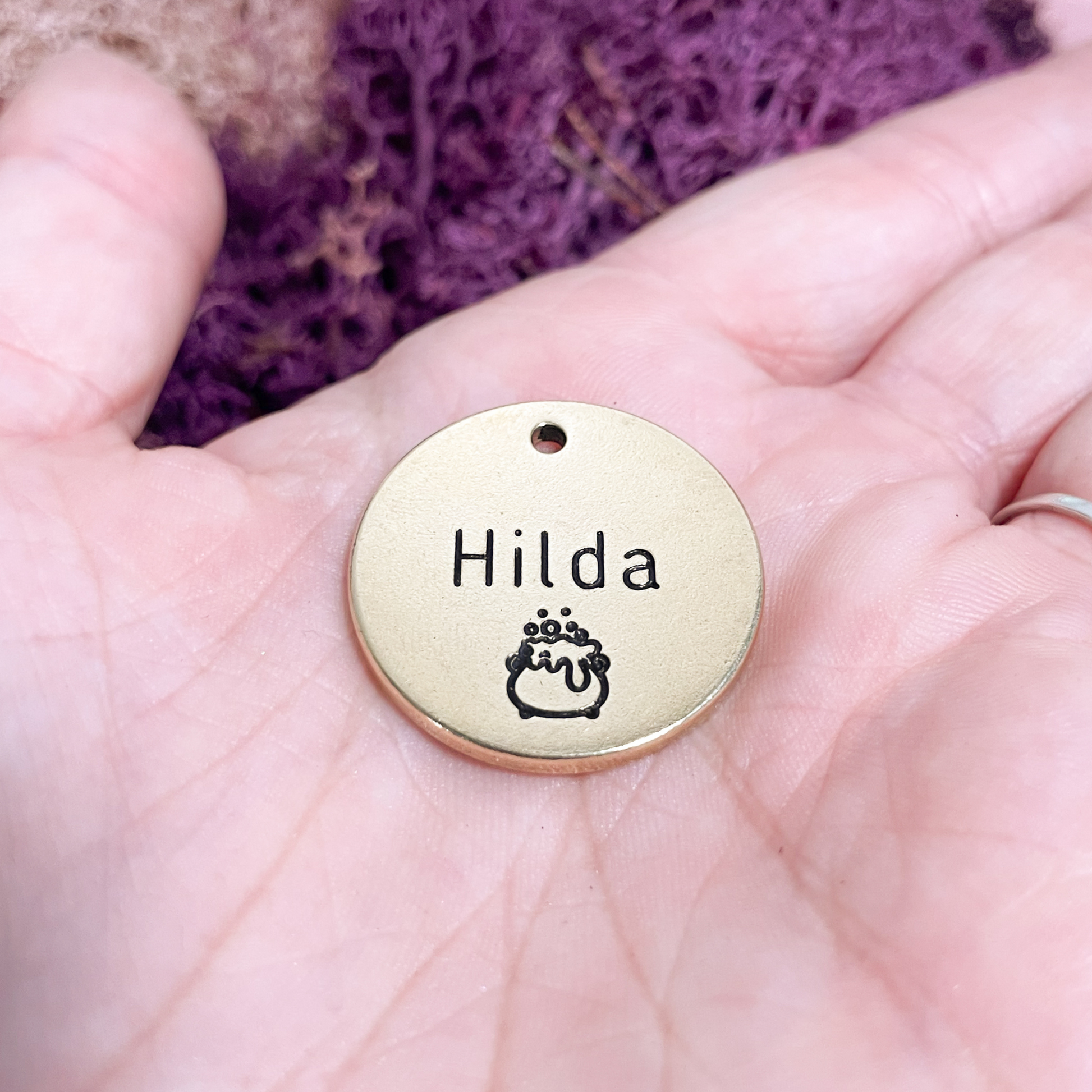 Personalized Dog Tag - Witch Cauldron Design Engraved Dog Tag - Cat ID Tag - Dog Collar Tag - Custom Dog Tag - Pet ID Tag - Pet Name Tag - Dog Tag - Dog Gear - Dog - cauldron - halloween Design - witch - Accessories - Pet Accessories