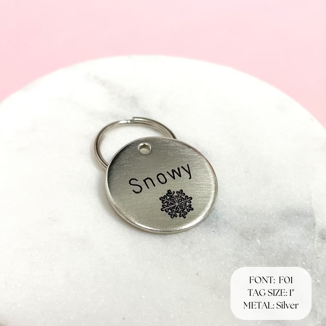 Personalized Dog Tag - Snowflake Design Engraved Dog Tag - Christmas Design Tag - Cat ID Tag - Dog Collar Tag - Custom Dog Tag - Personalized Tag - Pet ID Tag - Pet Name Tag - Christmas Themed Dog Tag 