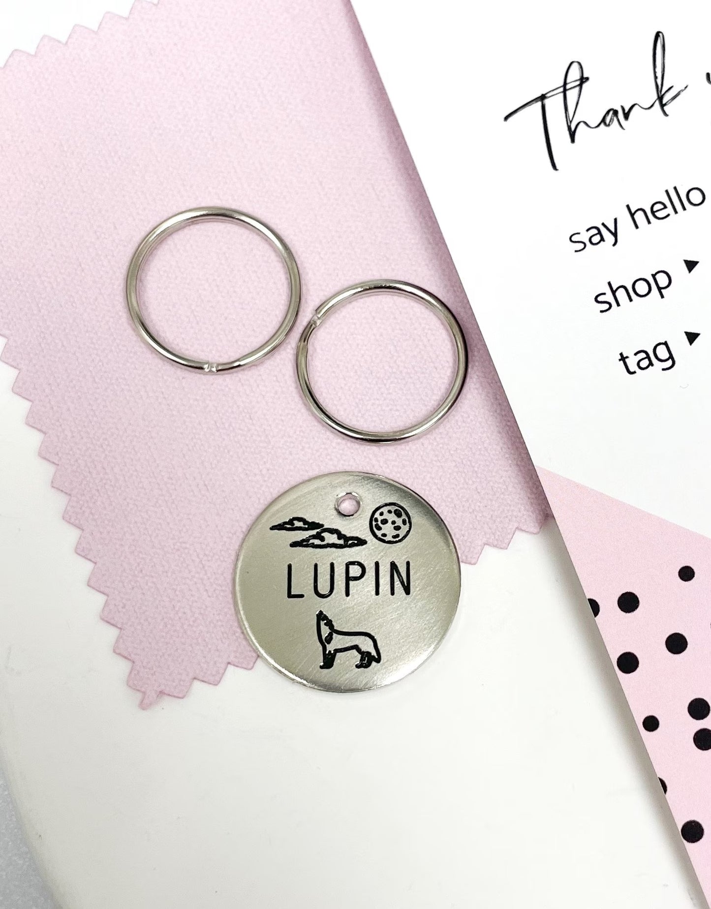 Personalized Dog Collar Charm - Engraved Design - Dog Collar Charm - Nature - wolf - lupin