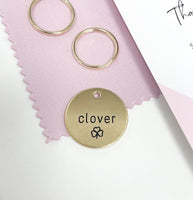 Clover Design Engraved Dog Tag - Cat ID Tag - Dog Collar Tag - Custom Dog Tag - Personalized Tag - Pet ID Tag - Pet Name Tag - Cat Collar Tag - Clover - Three Leaf Clover Pet Tag - Clover Emoji - Lucky