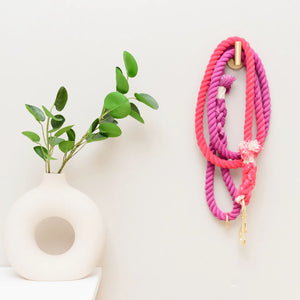 WHOLESALE (Set of 2) Candy Coral - Ombré Purple and Coral Cotton Rope Leash