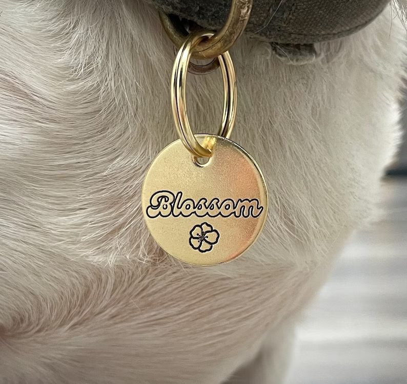 Personalized Dog Tag - Cherry Blossom Dog Tag Design Engraved - Cat ID Tag - Dog Collar Tag - Custom Dog Tag - Personalized Tag - Pet ID Tag - Flower Dog Tag - Cherry Blossom - Flower - Dog Gear - Dog Accessories - Pet Accessories - Flower