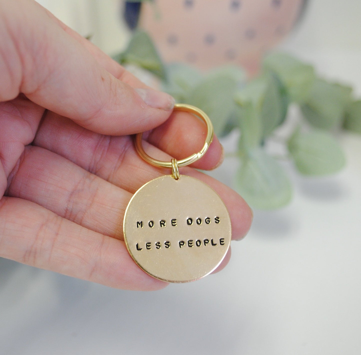 More Dogs Less People Handstamped Keychain for Dog Moms, Gift for Her, FunnyGift