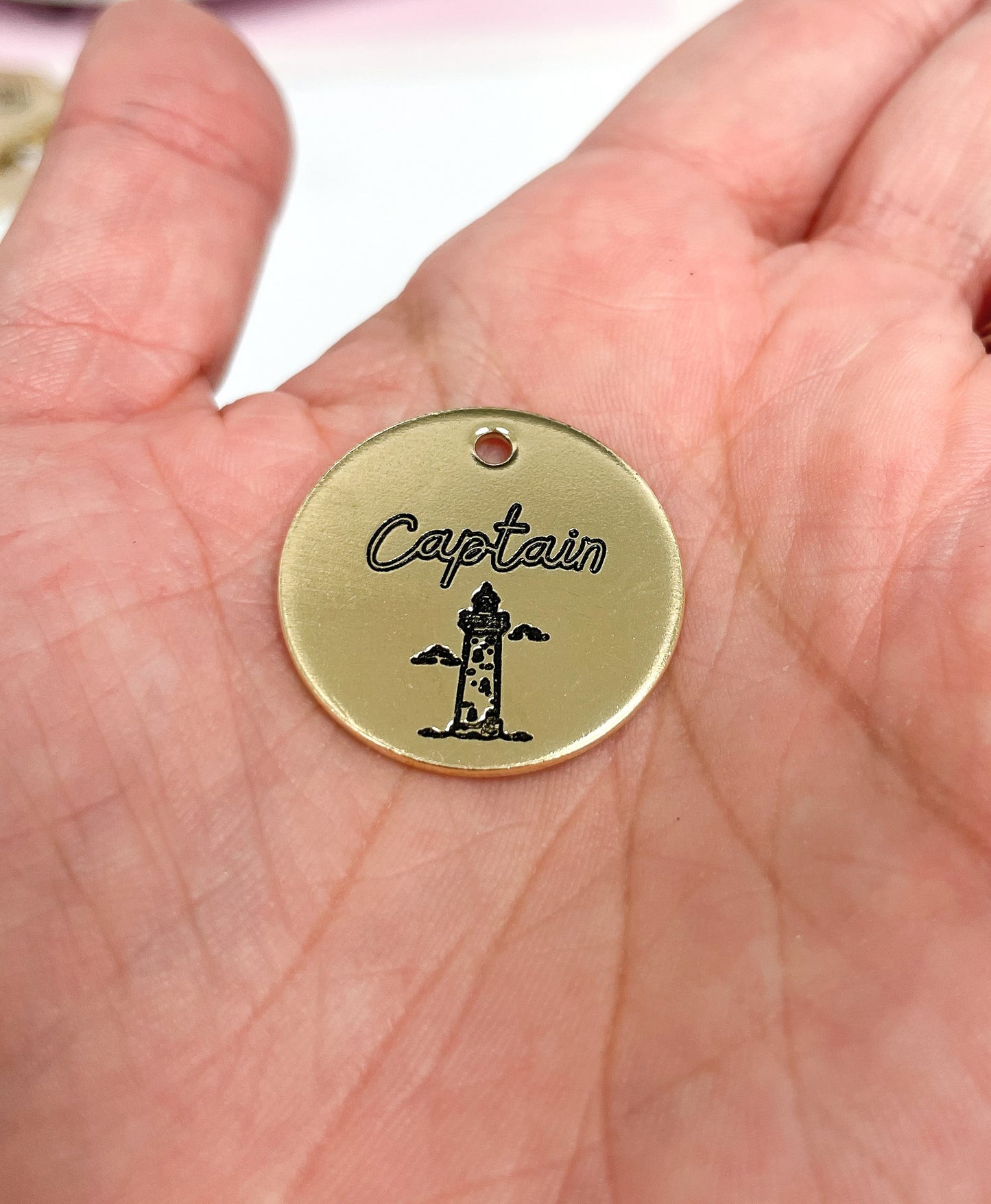 Lighthouse Design Engraved Dog Tag - Cat ID Tag - Dog Collar Tag - Custom Dog Tag - Personalized Tag - Pet ID Tag - Pet Name Tag - Pet name on front with a lighthouse design. Your phone number will be on the back.